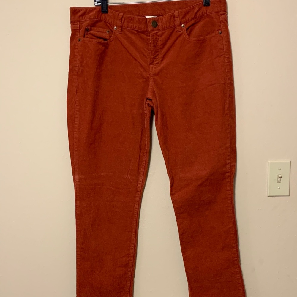 J. Crew City Fit Burnt Orange Corduroy Pants 33 R